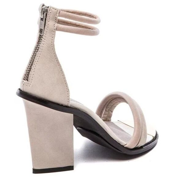 SOL SANA Oscar Leather Triangle Shaped Block Heel Sandals Sz 38 REVOLVE Strappy - Picture 2 of 11